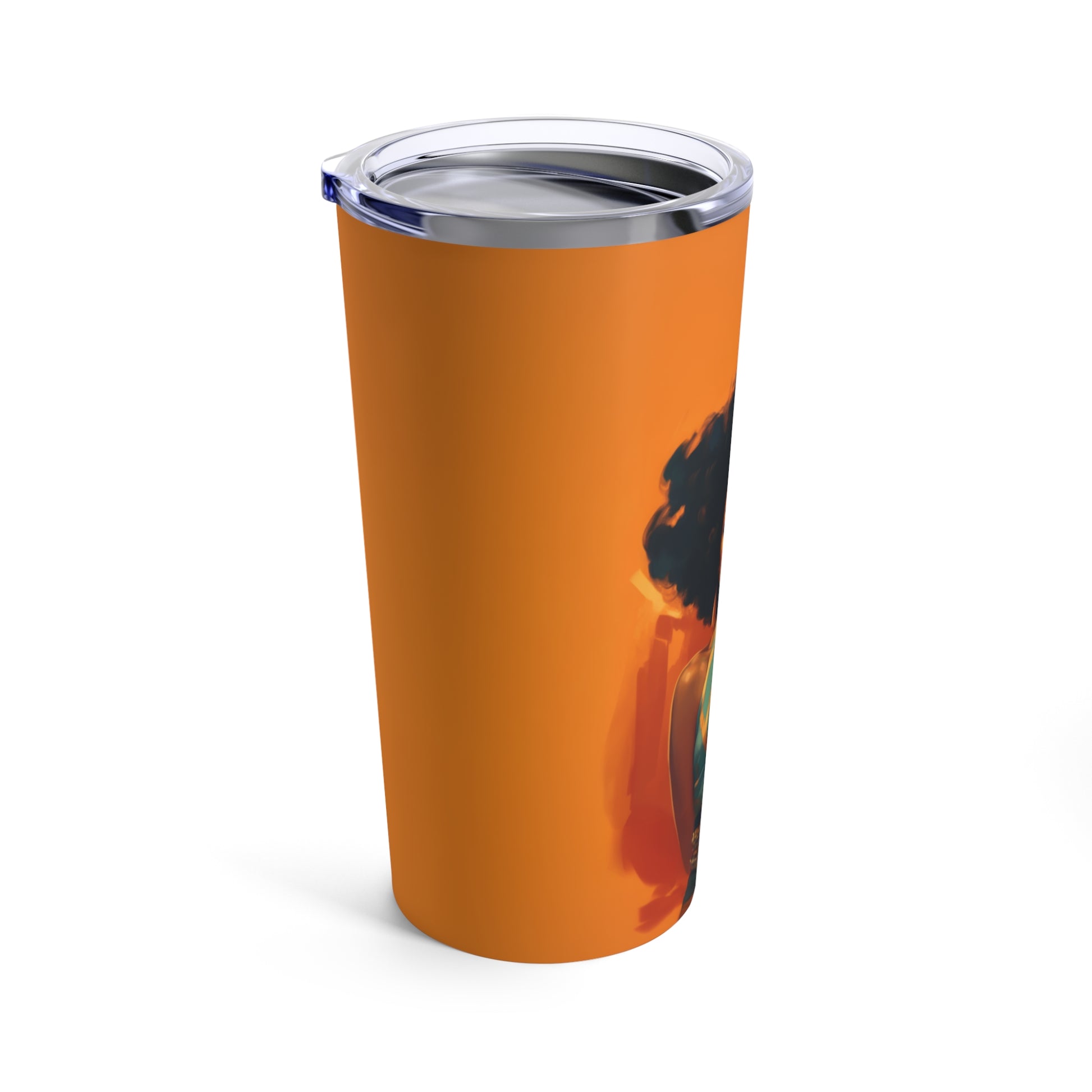 Retro inspired art print of a woman on a Tumbler 20oz; Tumbler Autumn Vibes 20oz - by Pink Power Studio #gift for girlfriend #gift for wife #birthday gift #gift for her #70s #70ies