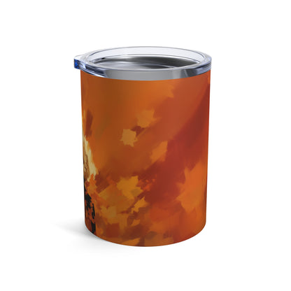 Retro inspired art print of a woman on a Tumbler 10oz; Tumbler Autumn Vibes 10oz - by Pink Power Studio #gift for girlfriend #gift for wife #birthday gift #gift for her #70s #70ies